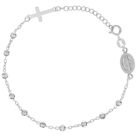 Stříbrný náramek růženec - 1 desítek, křížek, Zázračná medailka, délka 18 až 21 cm