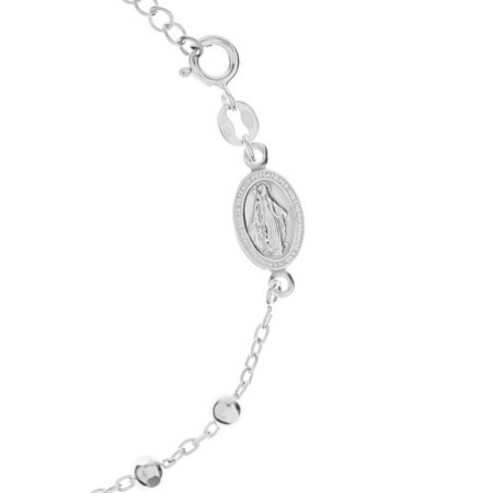 Stříbrný náramek růženec - 1 desítek, křížek, Zázračná medailka, délka 18 až 21 cm