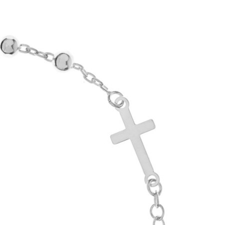 Stříbrný náramek růženec - 1 desítek, křížek, Zázračná medailka, délka 18 až 21 cm