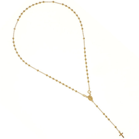 Pozlacený stříbrný náhrdelník - růženec, 5 desátků, křížek, Zázračná medailka, délka 52 cm