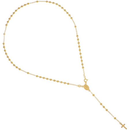 Pozlacený stříbrný náhrdelník - růženec, 5 desátků, křížek, Zázračná medailka, délka 47 cm