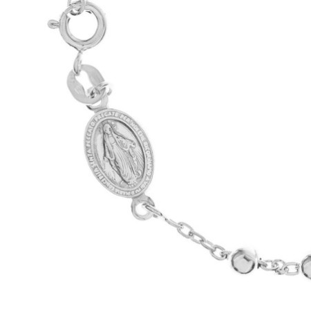 Stříbrný náramek růženec - 1 desítek, křížek, Zázračná medailka, délka 17 až 20 cm