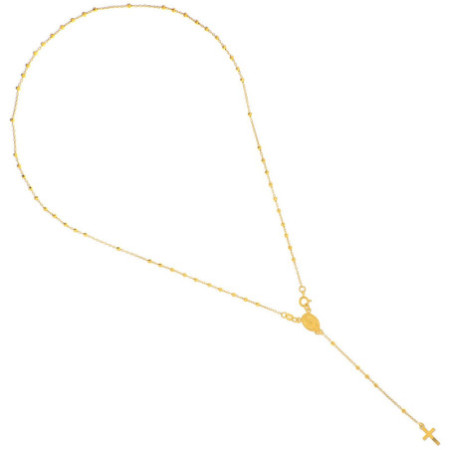 Pozlacený stříbrný náhrdelník - růženec, 5 desátků, křížek, Zázračná medailka, délka 52 cm