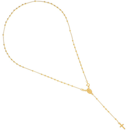 Pozlacený stříbrný náhrdelník - růženec, 5 desátků, křížek, Zázračná medailka, délka 52 cm