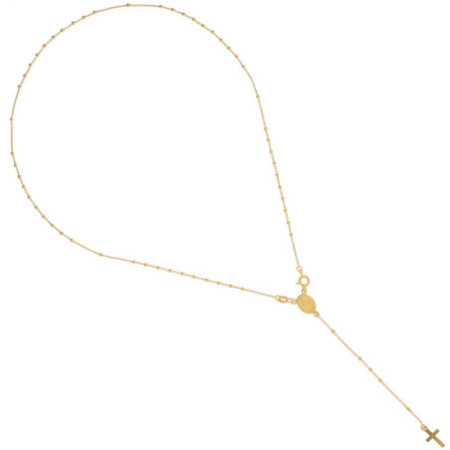 Pozlacený stříbrný náhrdelník - růženec, 5 desátků, křížek, Zázračná medailka, délka 48 cm