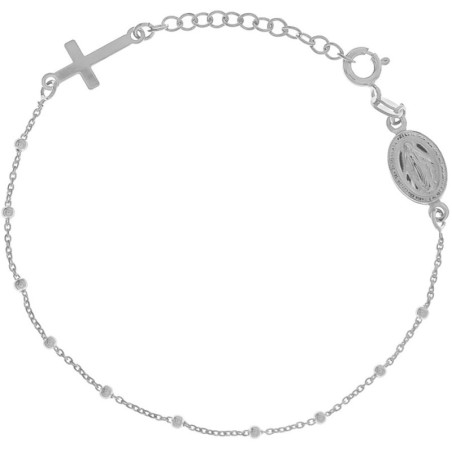 Stříbrný náramek růženec - 1 desítek, křížek, Zázračná medailka, délka 17 až 20 cm