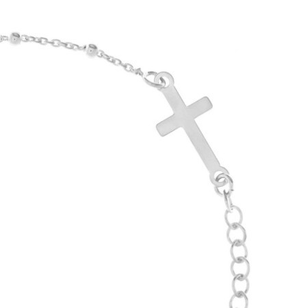 Stříbrný náramek růženec - 1 desítek, křížek, Zázračná medailka, délka 17 až 20 cm