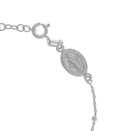 Stříbrný náramek růženec - 1 desítek, křížek, Zázračná medailka, délka 17 až 20 cm
