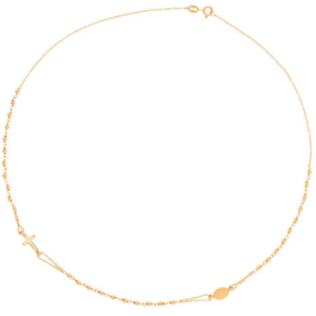 Zlatý náhrdelník - růženec, 3 desítky, křížek, Zázračná medailka, délka 45 cm