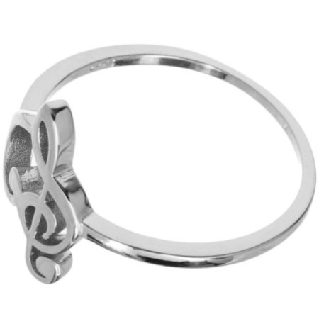Stříbrný prsten - srdíčko, houslový klíč