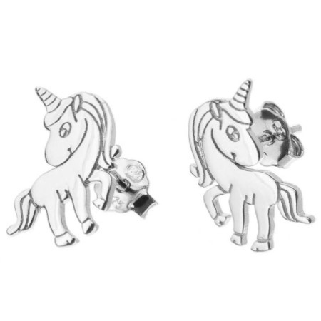 Stříbrné náušnice - jednorožec