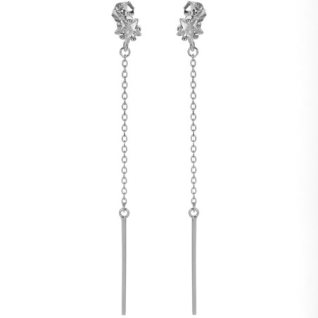 Stříbrné náušnice s řetízkem - čirý zirkon ve tvaru hvězdičky