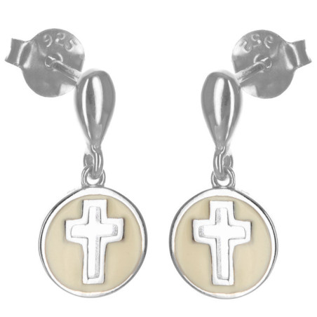 Stříbrné náušnice - křížek, glazura