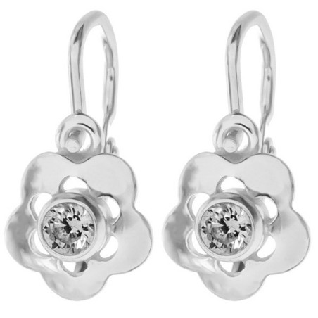 Stříbrné náušnice - kvítek, čirý kulatý zirkon