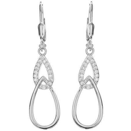 Stříbrné náušnice - čiré kulaté zirkony