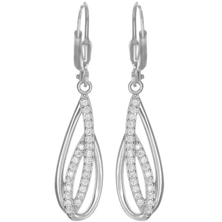 Stříbrné náušnice - čiré kulaté zirkony