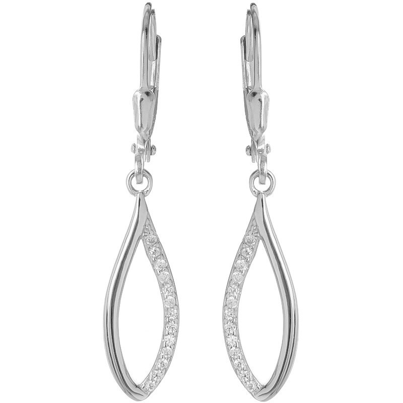 Stříbrné náušnice - čiré kulaté zirkony