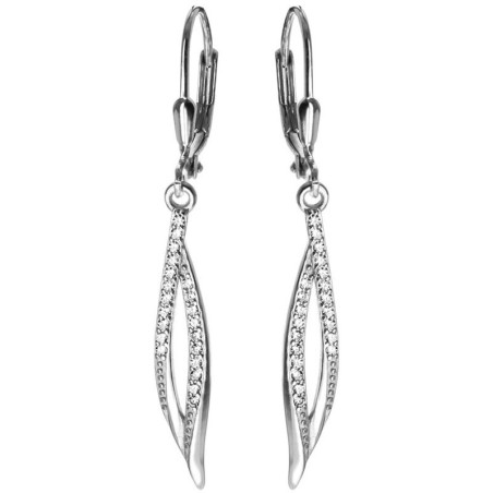 Stříbrné náušnice - čiré kulaté zirkony