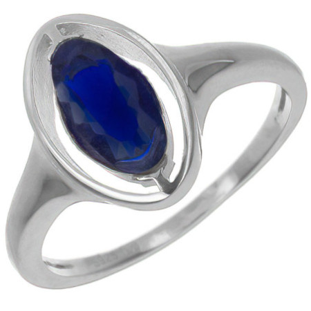 Stříbrný prsten - modrý zirkon ve tvaru zrnka