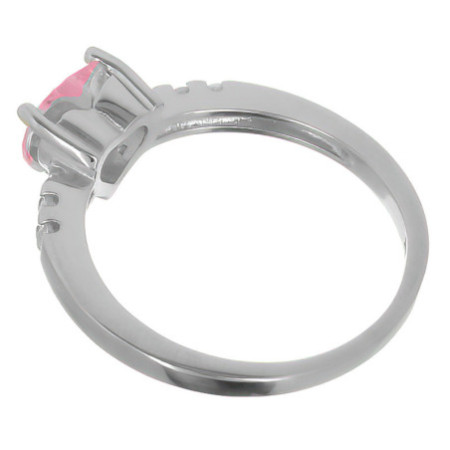 Stříbrný prsten - zirkon ve tvaru srdíčka, čiré kulaté zirkony