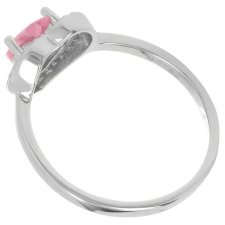 Stříbrný prsten - zirkon ve tvaru srdíčka, čiré kulaté zirkony