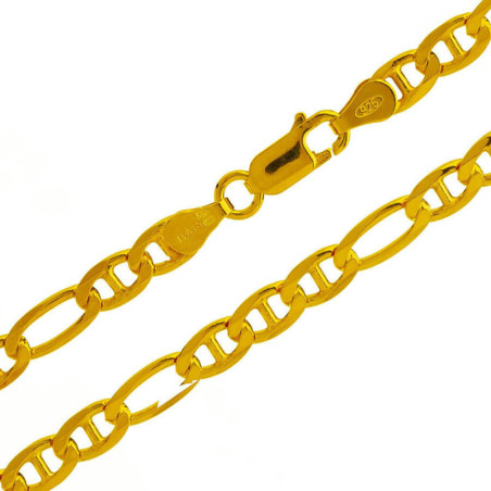 Pozlacený stříbrný řetízek - vzor Figaruchi, šířka 5 mm