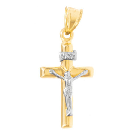 Kombinovaný zlatý přívěsek - křížek s Ježíšem