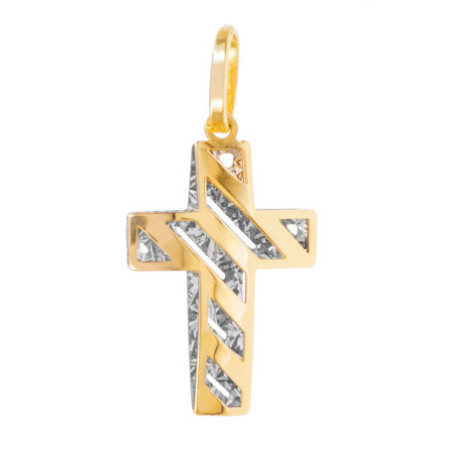 Kombinovaný zlatý přívěsek - křížek