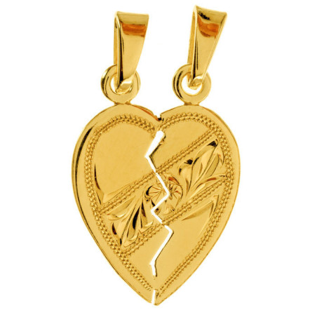 Pozlacený stříbrný přívěsek pro dva - srdíčko, s ručním gravírem