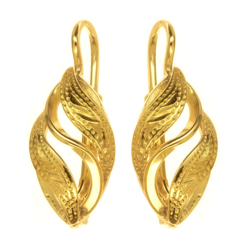 Pozlacené stříbrné náušnice - s ručním gravírem