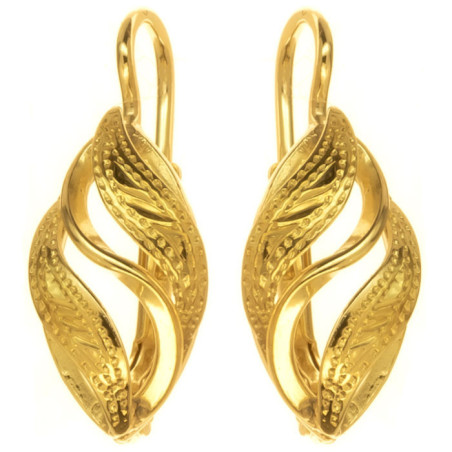 Pozlacené stříbrné náušnice - s ručním gravírem