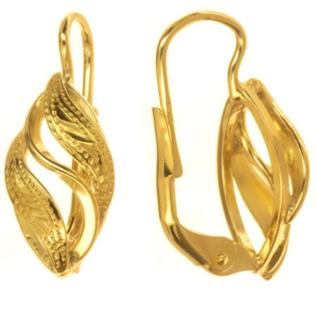 Pozlacené stříbrné náušnice - s ručním gravírem