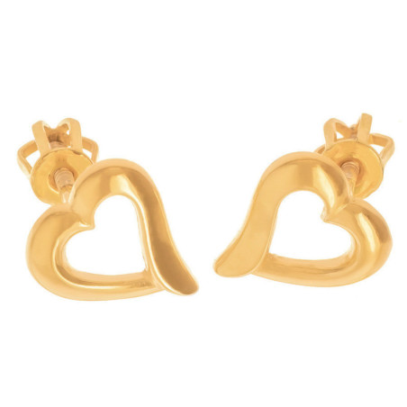 Pozlacené stříbrné náušnice - srdíčka