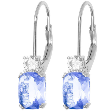 Stříbrné náušnice - fialový zirkon