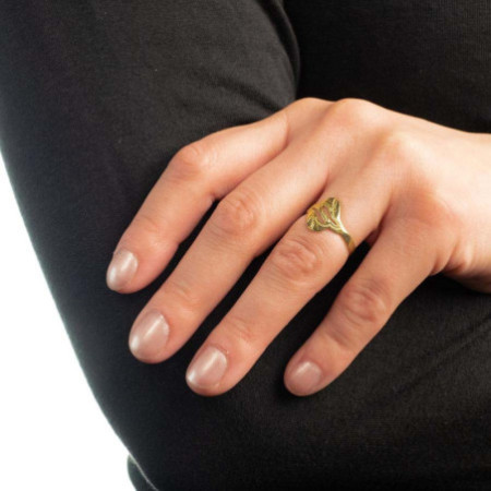 Pozlacený stříbrný prsten - s ručním gravírem