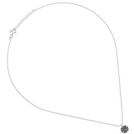 Stříbrný náhrdelník - barevné kulaté zirkony, délka 42 až 45 cm