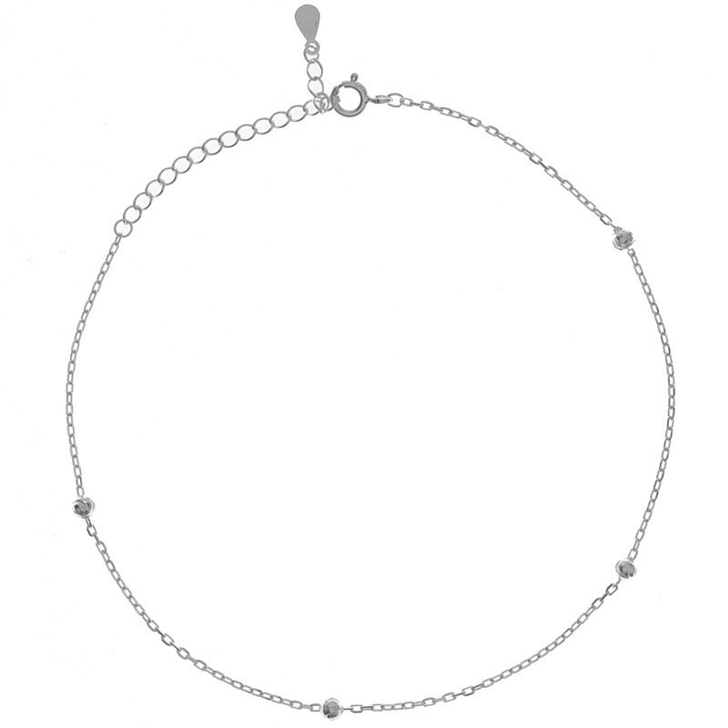 Stříbrný náramek na nohu - kulky, délka 22 až 26 cm