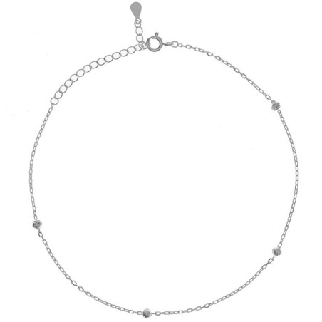 Stříbrný náramek na nohu - kulky, délka 22 až 26 cm
