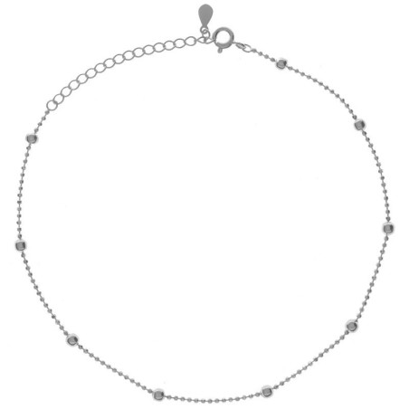 Stříbrný náramek na nohu - kulky, délka 22 až 26 cm