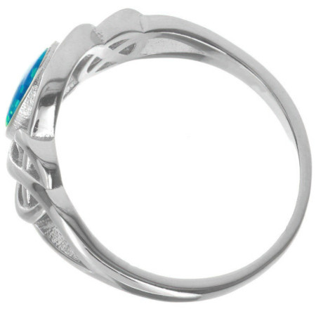 Stříbrný prsten - modrý oválný syntetický opál