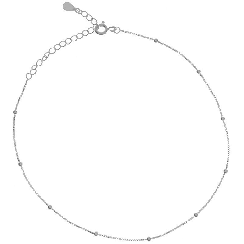 Stříbrný náramek na nohu - kulky, délka 22 až 26 cm