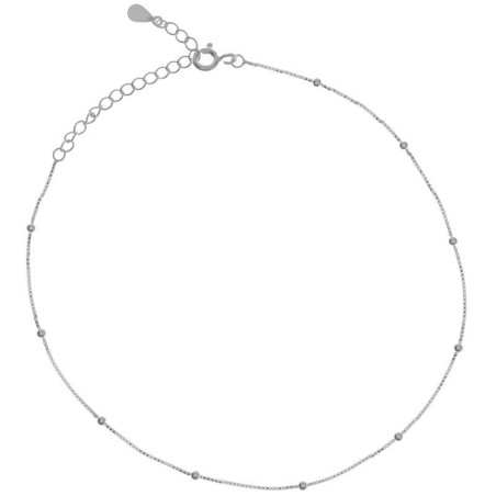 Stříbrný náramek na nohu - kulky, délka 22 až 26 cm