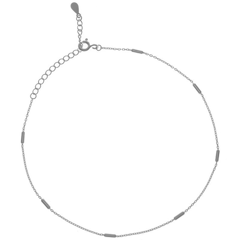 Stříbrný náramek na nohu - s hladkými válečky, délka 22 až 26 cm