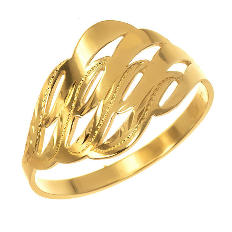 Pozlacený stříbrný prsten - s ručním gravírem