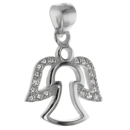 Stříbrný přívěsek - anděl, čiré kulaté zirkony