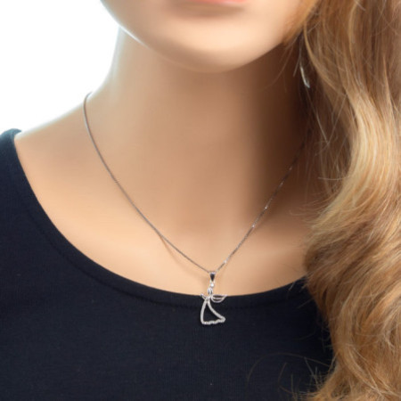 Stříbrný přívěsek - anděl, čiré kulaté zirkony