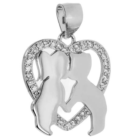 Stříbrný přívěsek - spřízněné duše, čiré kulaté zirkony | Argento.cz