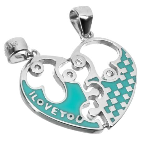 Stříbrný přívěsek pro dva - srdíčko, čiré kulaté zirkony | Argento.cz