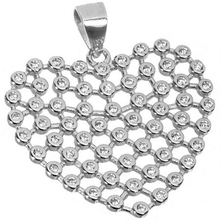Stříbrný přívěsek - srdíčko, čiré kulaté zirkony | Argento.cz
