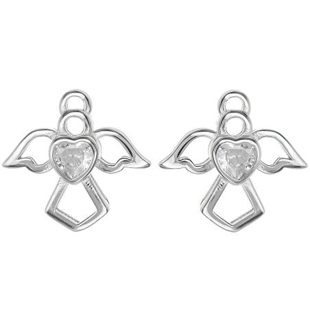 Stříbrné náušnice - anděl, čirý kulatý zirkon | Argento.cz